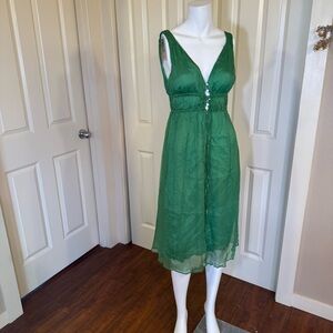 Zara Green V-Neck Midi Dress
